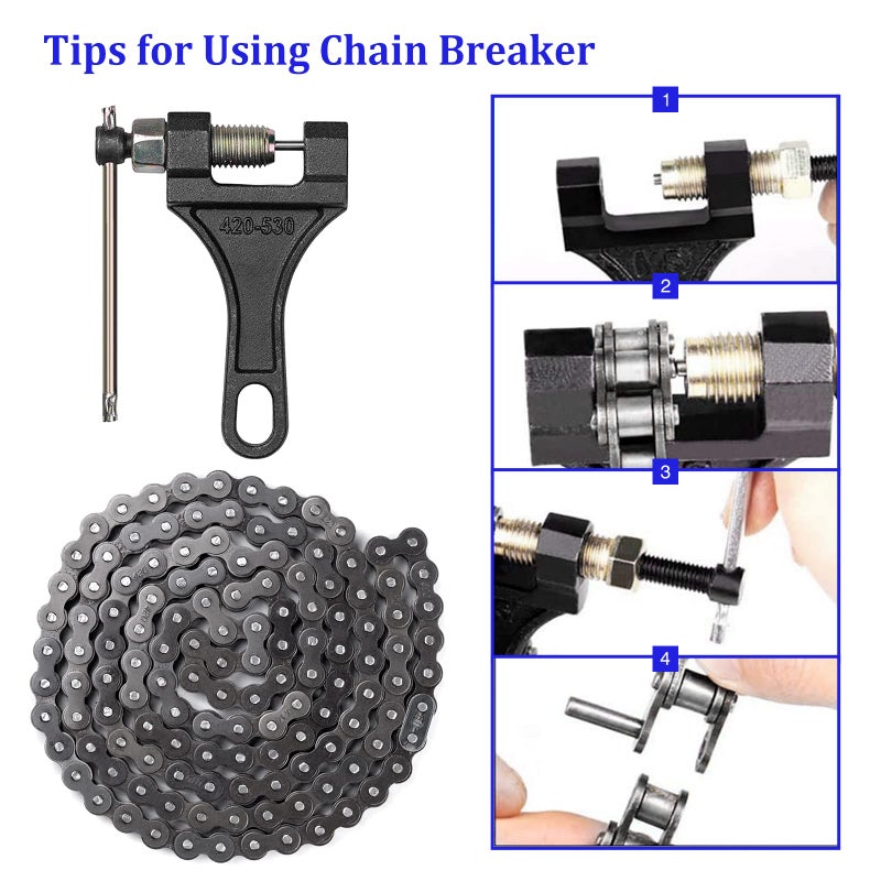 AOIT 420 Motorcycle Chain 132 Links - 420 Chain for 50 70 90 110 125cc 212cc TaoTao Coolster Apollo Baja Kazuma Chinese ATV, 420 Chain for Mini Bike Go Kart, Free Chain Breaker Included - Image 4